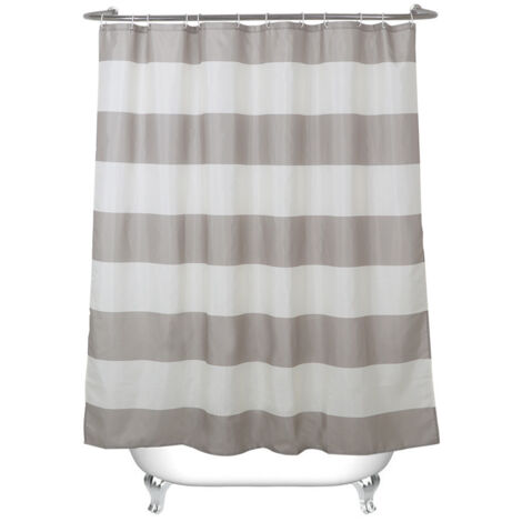 Duschvorhang Grau-gelb Mit Zickzack-Muster – Wasserdichter Polyester, 183x183 Cm, Inkl. 12 Haken