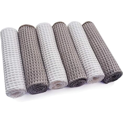 Breling Mikrofaser-Geschirrtücher Set – 6 Stück, 54 X 36 Cm, Schwarz | Saugfähige Küchentücher Mit Gewürz-Druck