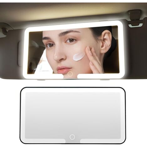 Auto Kosmetikspiegel LED Mit 3 Lichtmodi - Wiederaufladbar Für Sonnenblende