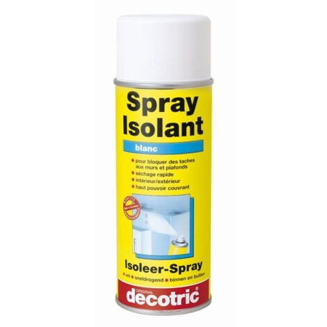 Spray isolant DECOTRIC neutralise toutes taches d'humidité, nicotine, sec en 10 min BLANC  Conditionnement: 400 ml