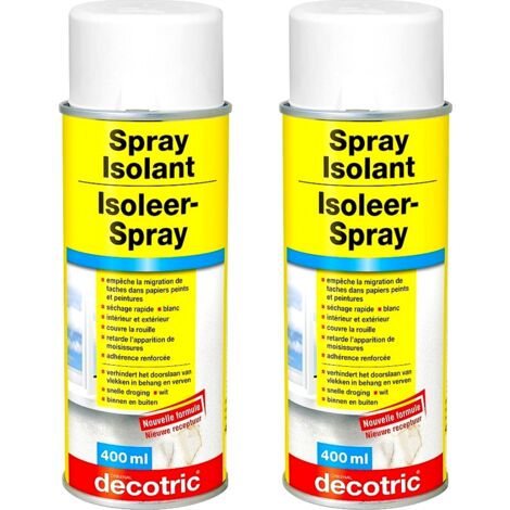 Spray isolant DECOTRIC neutralise taches d'humidité et nicotine BLANC - Pack x2  Conditionnement: 400 ml