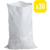 OUTIL PRO - 30 Sacs à gravats pas cher blanc, grande résistance 60 kg - réutilisable pour déchets de jardin et chantier