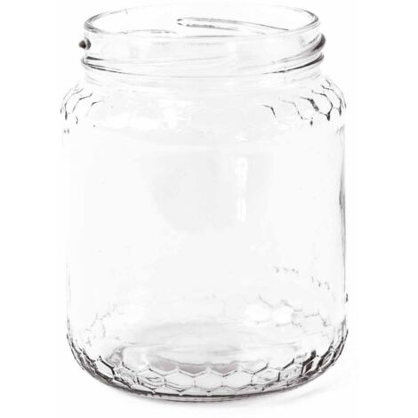 Bicchiere da miele con cucchiaio da 500 ml, dispenser per miele, in vetro, con cucchiaio e coperchio, in legno, rotondo, contenitore per miele