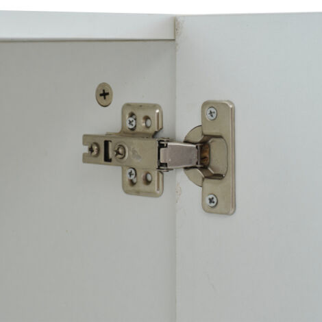 Buffet blanc brillant avec éclairage LED, 3 portes, panneaux de particules, 120x40x75 cm