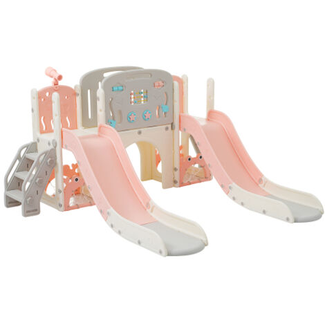 Panier Basket Escalade Toboggan 7 En 1 Enfants - Avec Panier Basket Et Tunnel - Intérieur/extérieur - Couleurs Vives - 1-3 Ans Aire Jeux Multifonction