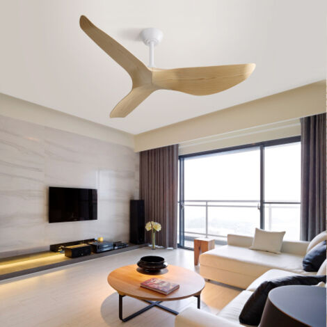 Ventilateur de plafond 52" (132 cm) avec 3 pales en ABS - Moteur CC réversible 6 vitesses - Télécommande -Blanc