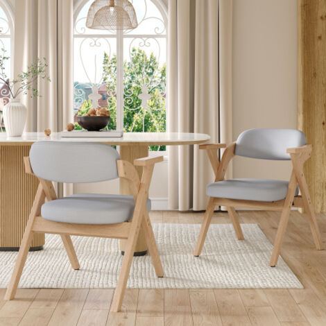 Lot de 6 chaises de salle à manger pliantes, coussins en lin, pieds en bois massif, gris