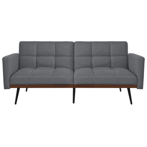 Canapé convertible, canapé 2 places avec dossier réglable, en lin, pieds en métal, gris (1/5)