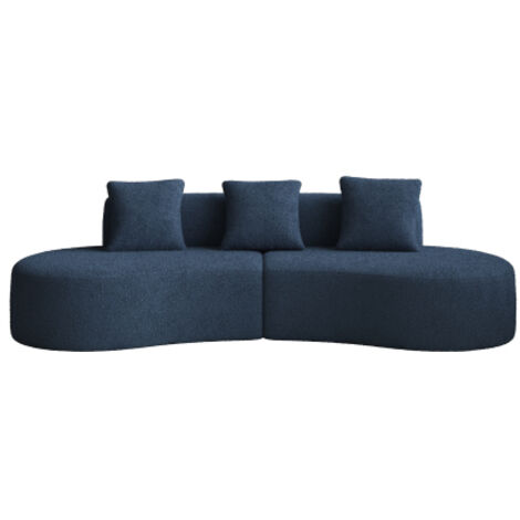 Canapé d’angle modulable 3 places incurvé en velours bleu 277 x 103 x 68 cm (1/5)