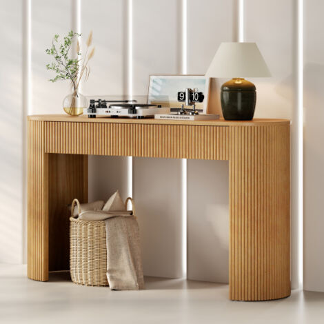 Table console avec 2 tiroirs dissimulés, naturel, 120x33x76 cm
