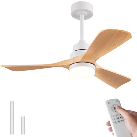 Ventilateur de plafond 106 cm, avec lumière LED, télécommande, moteur DC réversible, 6 vitesses, naturel