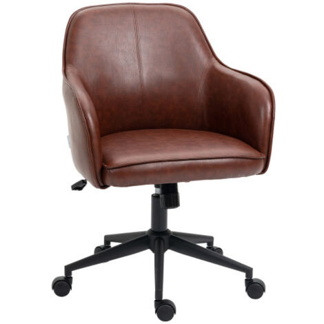Chaise de bureau en similicuir avec dossier bas, réglable en hauteur et fonction bascule, marron (1/5)