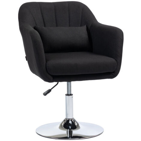 Fauteuil de bureau pivotant en polyester avec accoudoirs et coussin lombaire, réglable en hauteur, noir (1/5)