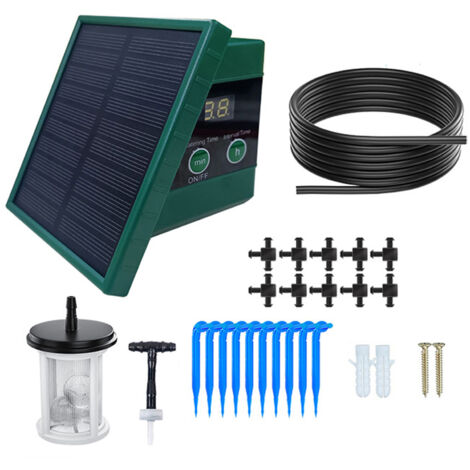 Solar-Tropfbewässerungssystem für den Garten, digitaler Anzeigebildschirm, automatische Bewässerung von 10 Topfpflanzen mit 30 x 7 Timer-Modi (1/5)