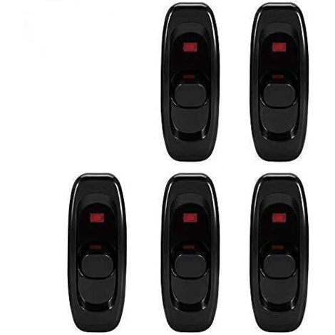 5er-Pack Inline-Kabelschalter, Nachttischlampenschalter, Wippschalter, Ein/Aus-Zwischenschalter, AC 250V 10A für Schreibtisch, mit LED-Anzeige (Schwarz)