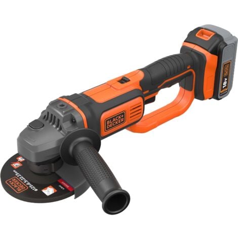 smerigliatrice angolare a batteria black+decker "bcg720m1-qw" disco 115/125 mm 18v 4ah + caricabatterie rapido 1 a + soft bag