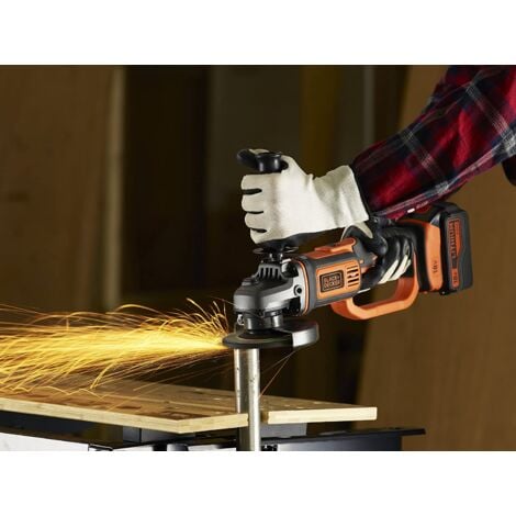 smerigliatrice angolare a batteria black+decker "bcg720m1-qw" disco 115/125 mm 18v 4ah + caricabatterie rapido 1 a + soft bag