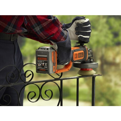 smerigliatrice angolare a batteria black+decker "bcg720m1-qw" disco 115/125 mm 18v 4ah + caricabatterie rapido 1 a + soft bag