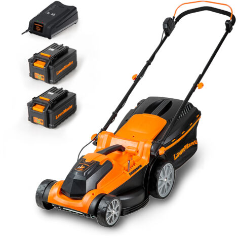 Lawnmaster – Tondeuse à gazon sans fil 24V – 2 batteries 4.0Ah – Largeur de coupe 37cm – Paillage 40L – 6 hauteurs de coupe 22-72mm – Jusqu'à 300m² - CLMF2437G