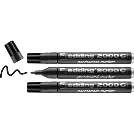 Set de 3 Marqueurs permanents en Alu recyclé Edding 2000C Noir