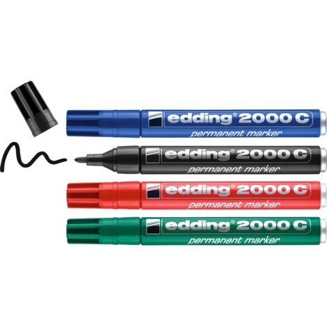 Set de 4 Marqueurs permanents en Alu recyclé Edding 2000C Assortis
