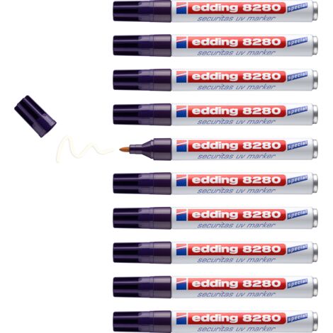 Rotulador edding marcador de seguridad visible bajo la luz ultravioleta punta redonda 1,5 mm (pack de 10 uds.)