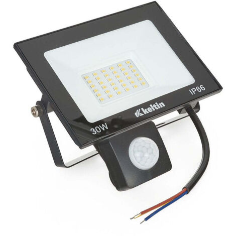 Goobay 53881 Projecteur LED Détecteur de mouvement Extérieur 30W / Capteur PIR Projecteur extérieur IP44 / Lumière blanc neutre 2550 lm/Projecteur LED Projecteur mural/Projecteur de jardin/Noir