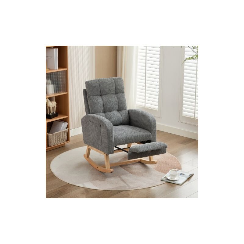 Sedia A Dondolo Regolabile Con Poggiapiedi - 5 Posizioni Schienale, Grigia - Per Interni Ed Esterni - Foto 10