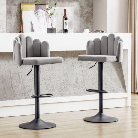 LANTUS Set Di 2 Sgabelli Da Bar Girevoli Con Schienale, Altezza Regolabile 55-75cm, Sedile In ABS, Struttura Metallica, Per Cucina E Isola