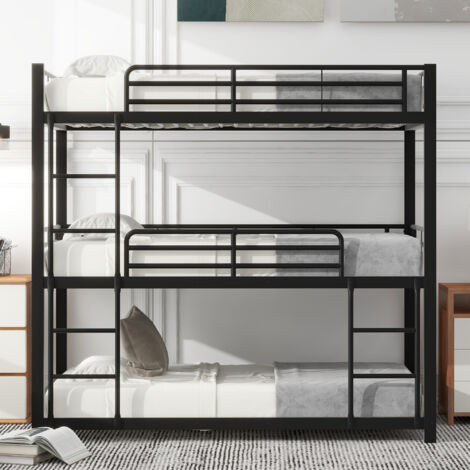 Letto A Castello In Metallo Festnight 90x200 Cm – Nero, Con Sponde E Scala – Per Bambini E Adulti - 5