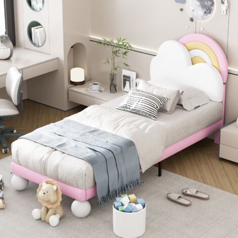 Lettino Imbottito Per Bambini A Forma Di Fiore – 90x200 Cm, Struttura In Truciolare, Testiera Regolabile, Con Doghe, Morbido Velluto