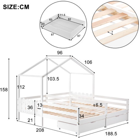 Kids Collective 2 Letti Singoli A Castello Per Materasso 90x200 Rete A