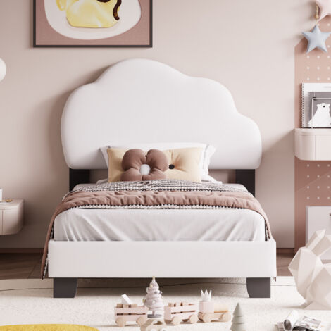 Letto Imbottito Per Bambini 90x200 Cm Con Testata A Fiore - Beige, Velluto, Struttura In Legno E Doghe, Portata 200 Kg - 5