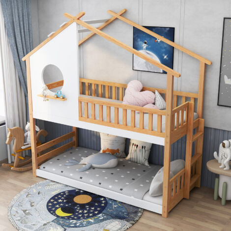 Letto a castello per bambini - 2 x 90 x 200 cm - con scivolo, scaletta