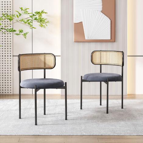 Set 2 Sedie Sala da Pranzo 44 x 40 x 87cm, Sedie Industriali con Gambe in Metallo, Venatura del Legno Rustico e Schienale Inclinato per Cucina | Leroy Merlin