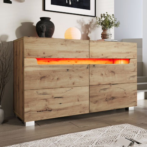 SONGMICS Cassettiera 9 Cassetti Con Luci LED - Grigio Tortora - 33,5x114x84 Cm - Camera Da Letto E Soggiorno