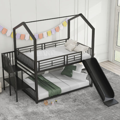 Letto A Castello Ferro 90x190 Cm 2 In 1 - Staccabile Con Cassetti