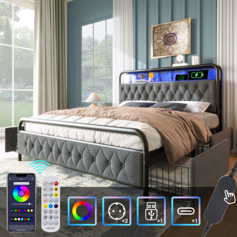 Divano Letto Imbottito 90 X 190 Cm Con Funzione Di Ricarica USB Type C E 2 Cassetti 84055389