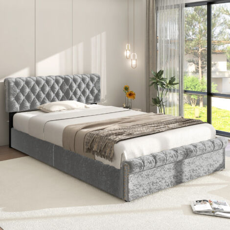 KOMHTOM Letto imbottito con testiera del letto, letto a LED con rete a doghe in legno, telaio letto per bambini, adolescenti, adulti(senza materasso) (rosa, 90 x 200 cm