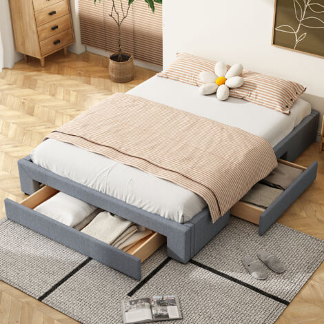 Letto matrimoniale contenitore 160x200 con testiera in legno a 2 posti | ABC Meubles
