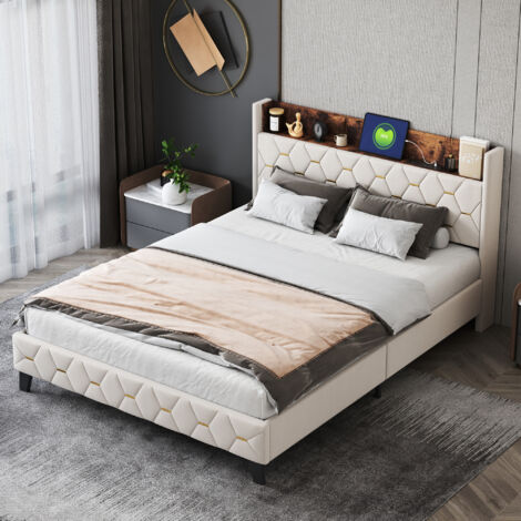 DADEA Letto Contenitore 160x200 Matrimoniale, Letto Matrimoniale con Contenitore Moderno, Letti Matrimoniali Imbottiti con ContenitoreLetto MatrimonialeContenitore con Testiera, Nessun Materasso