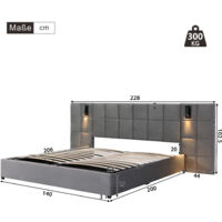 Letto Imbottito 180x200 Cm Con Testata - Funzionale Con Luci, USB, Contenitore E Struttura Acciaio - Foto 10