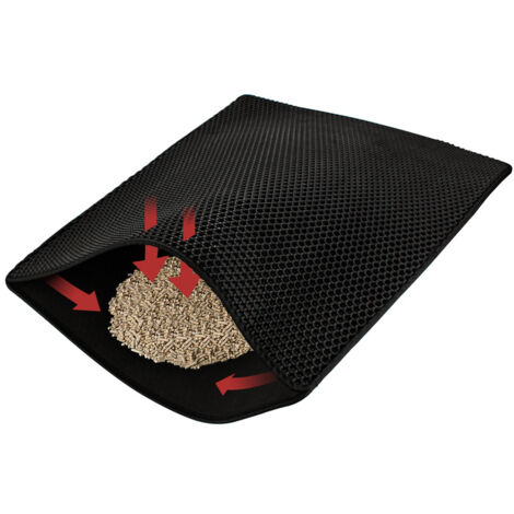QWORK Katzenklo Matte 90x76cm - Doppellagig Wabendesign Mit Rutschfester Unterseite