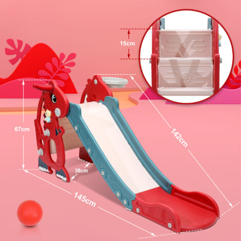 Tobogán Infantil 4 En 1 Con Columpio Y Canasta - Diseño Conejo Para Niños De 1 A 3 Años