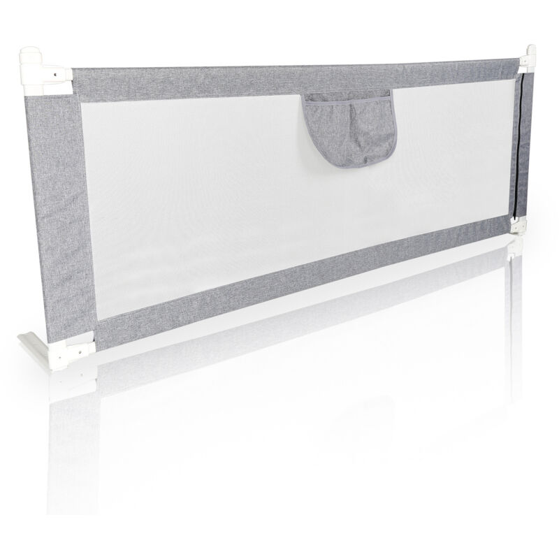 Barriera Letto Bambini 180 Cm - Sponda Anticaduta Con Altezza Regolabile, Doppio Bloccaggio - Grigio
