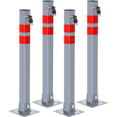 Palo Di Parcheggio Pieghevole Gimisgu - Blocco Strada Con 3 Chiavi, Base 15x15 Cm, Con Strisce Riflettenti - Foto 7