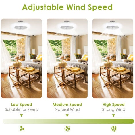Ventilatore a lampadario Lampada da soffitto LED regolabile silenziosa per camera-3 colori