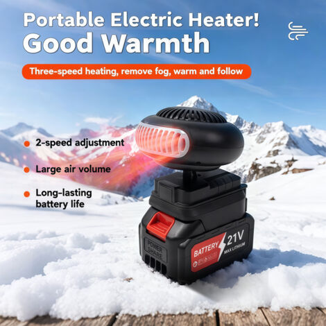 Portable Mini Cordless Heater Fan Compatible with Makita 18V Battery (Battery Not Included)