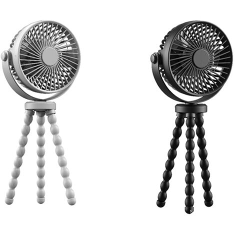 Flexible Tripod Clip Fan  USB Rechargeable Mini Cooling Fan with 3 Speeds for Desk, Travel, Camping & Indoor Use - Grey
