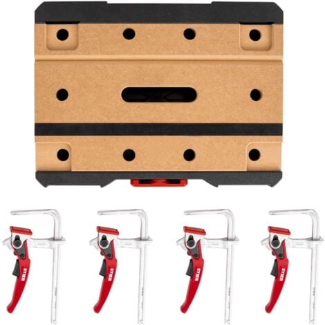 STIER Systainer- Set MFT T-Loc, mit 4 STIER Hebelzwingen, mobile Werkbank, Lochplatte, 5-teilig